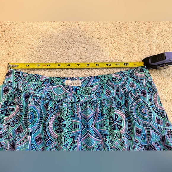 TEHAMA Blue and Green Mini Skater Skirt Size Medium - Picture 3 of 4